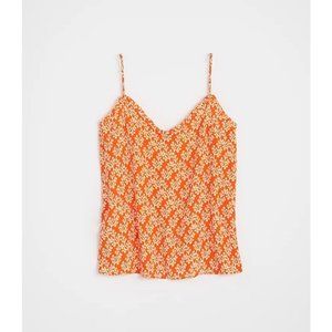 Loft Floral Ruffle Satin Cami XSP